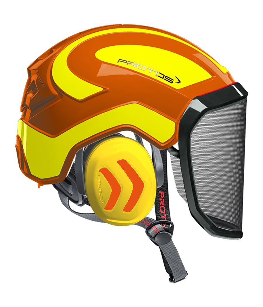 Casque Protos Integral Arborist Bicolore orange-jaune fluo