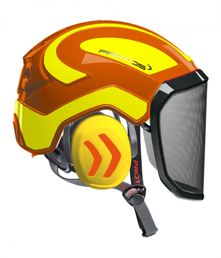 Casque Protos Integral Arborist Bicolore orange-jaune fluo