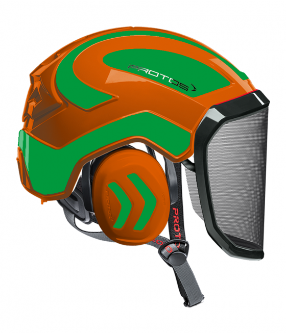 Casque Protos Integral Arborist PFANNER Bicolore orange-vert fluo