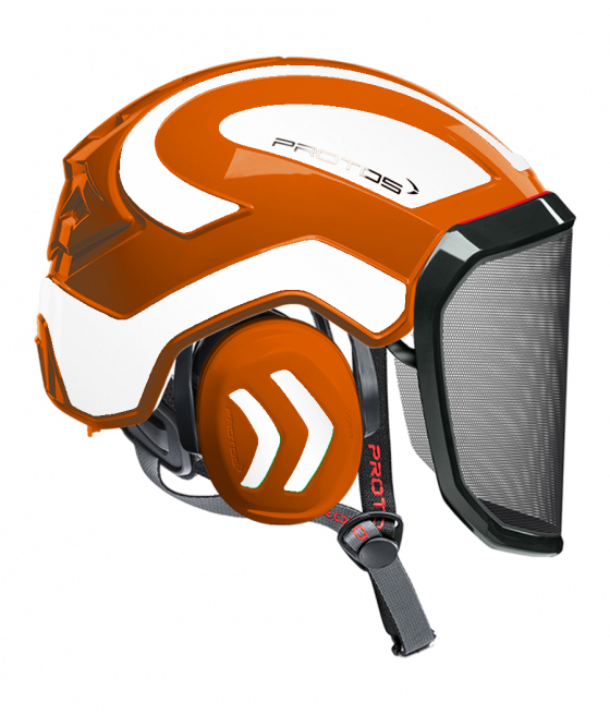 Casque Protos Integral Arborist Bicolore orange-blanc réfléchissant