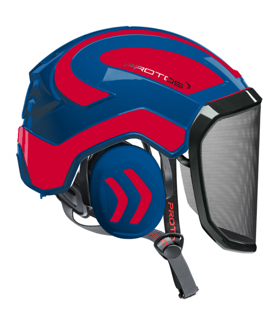 Casque Protos Integral Arborist Bicolore bleu-rouge