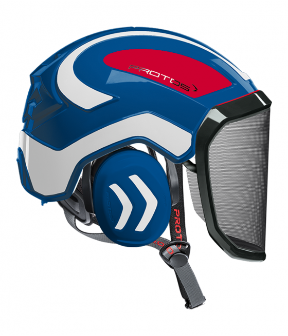 Casque Protos Integral Arborist Tricolore bleu blanc rouge