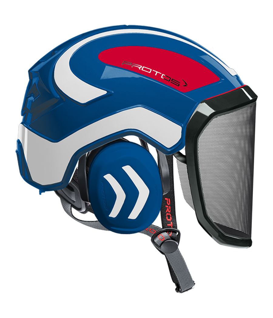 Casque Protos Integral Arborist Tricolore bleu blanc rouge