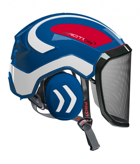 Casque Protos Integral Arborist Tricolore bleu blanc rouge