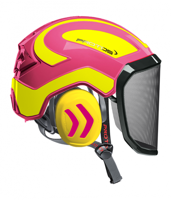 Casque Protos Integral Arborist Bicolore rose-jaune fluo