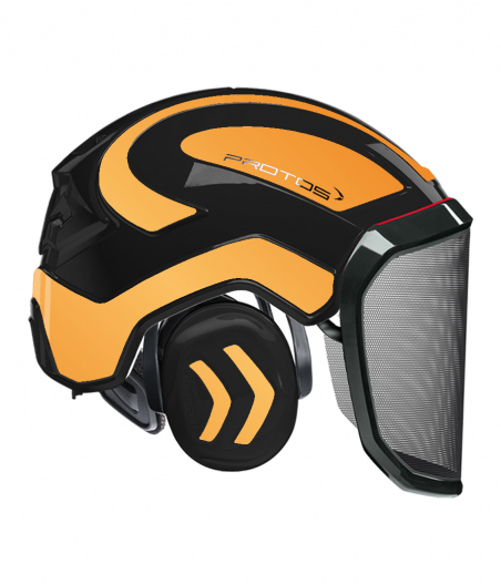 Casque Protos intégral Forest Bicolore noir/orange reflex