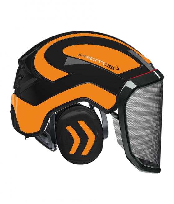 Casque Protos intégral Forest Bicolore noir-orange fluo