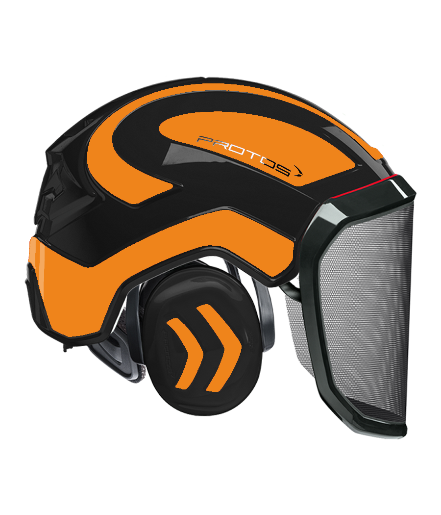 Casque Protos intégral Forest Bicolore noir-orange fluo