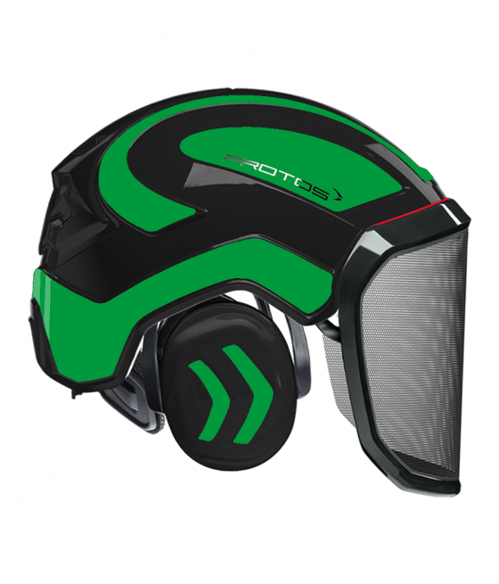 Casque Protos intégral Forest Bicolore noir-vert fluo