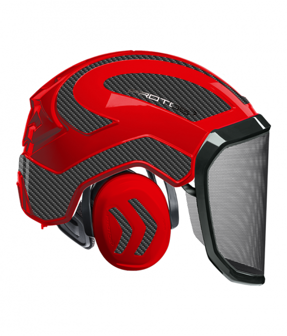 Casque Protos intégral Forest Bicolore rouge-gris carbone