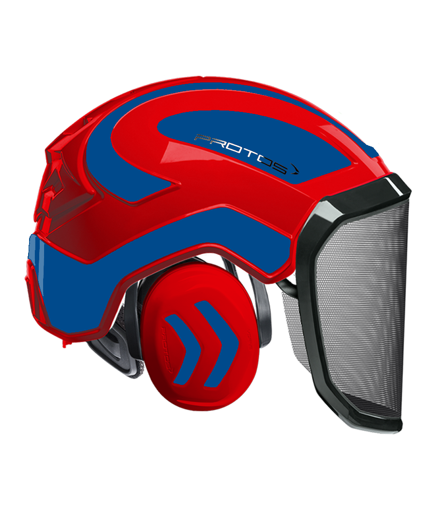 Casque Protos intégral Forest Bicolore rouge-bleu