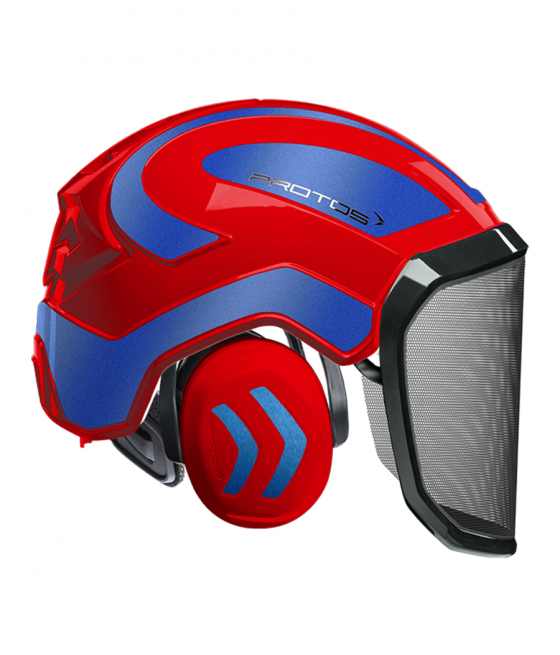 Casque Protos intégral Forest Bicolore rouge-bleu métal