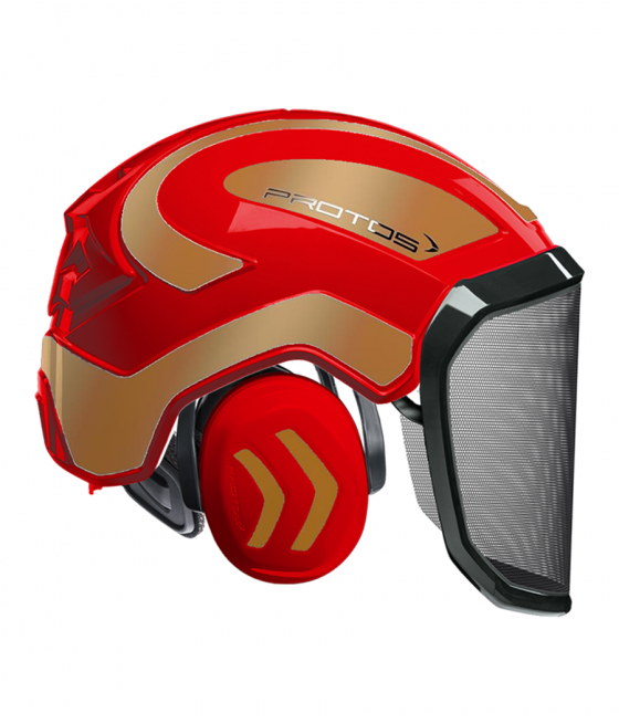 Casque Protos intégral Forest Bicolore rouge-or