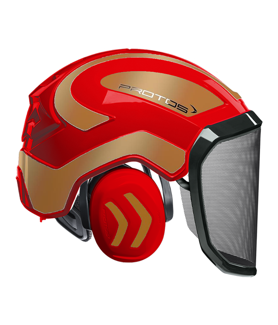 Casque Protos intégral Forest Bicolore rouge-or