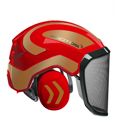 Casque Protos intégral Forest Bicolore rouge-or