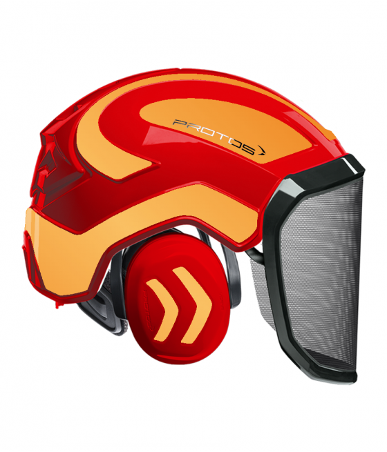 Casque Protos intégral Forest Bicolore rouge-orange réfléchissant