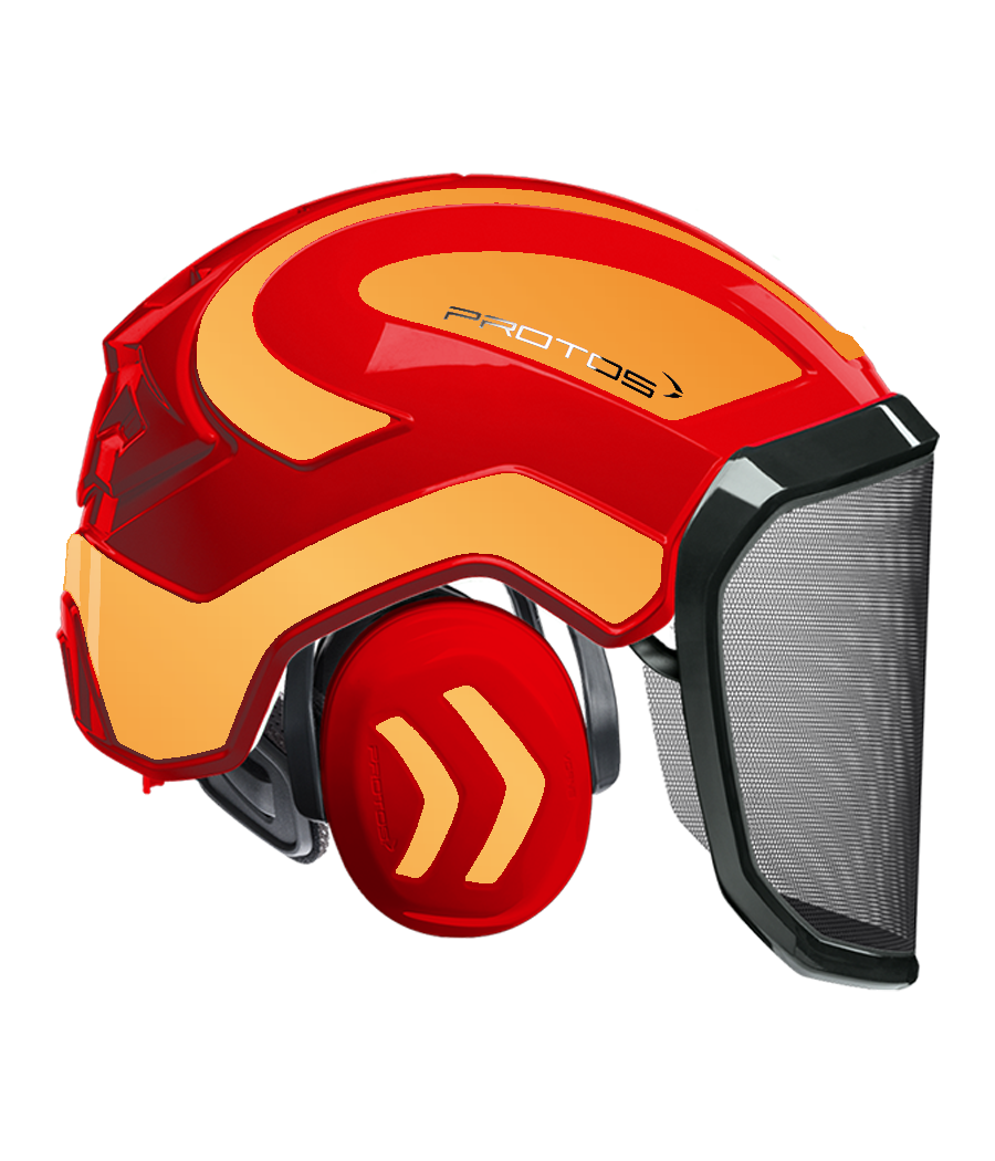 Casque Protos intégral Forest Bicolore rouge-orange réfléchissant