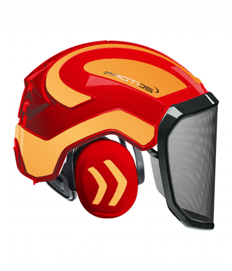 Casque Protos intégral Forest Bicolore rouge-orange réfléchissant