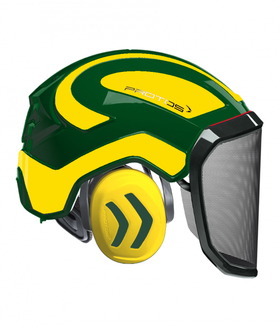 Casque Protos intégral Forest Bicolore olive-jaune fluo