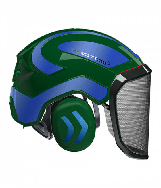 Casque Protos intégral Forest Bicolore olive-bleu métal