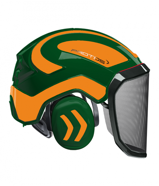 Casque Protos intégral Forest Bicolore olive-orange fluo