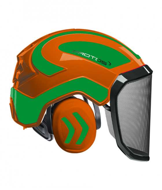 Casque Protos intégral Forest Bicolore orange-vert