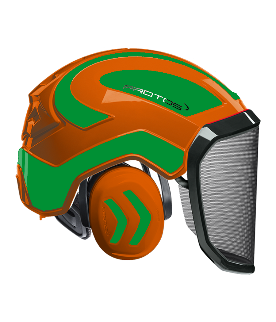 Casque Protos intégral Forest Bicolore orange-vert
