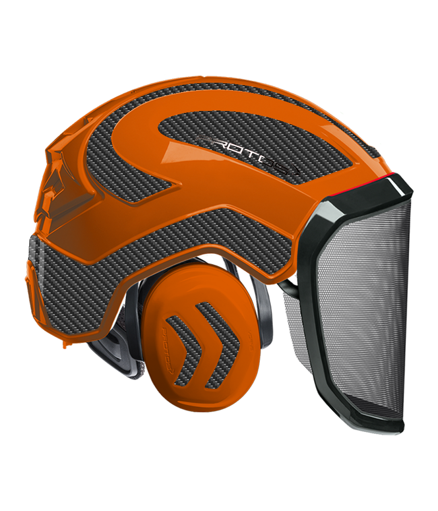 Casque Protos intégral Forest Bicolore orange-gris carbone