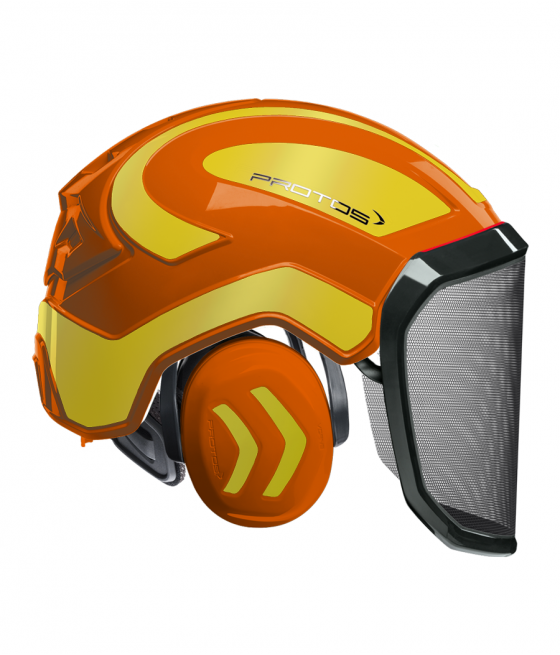 Casque Protos intégral Forest Bicolore orange-jaune citron réfléchissant