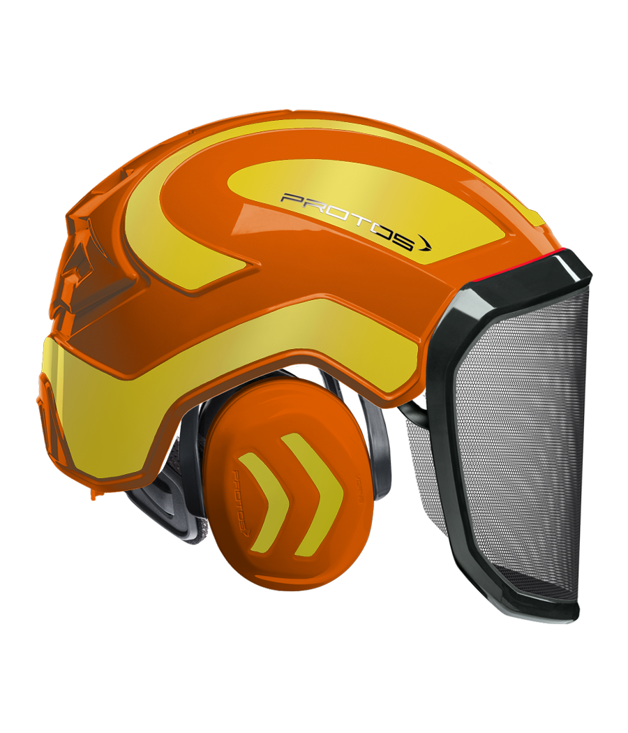Casque Protos intégral Forest Bicolore orange-jaune citron réfléchissant