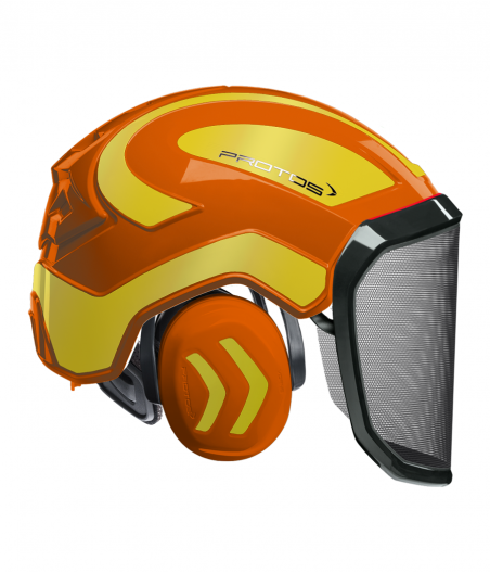 Casque Protos intégral Forest Bicolore orange-jaune citron réfléchissant