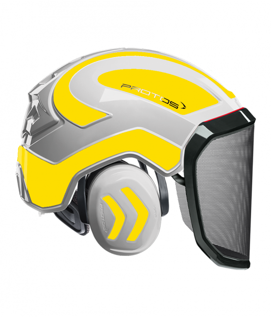 Casque Protos intégral Forest Bicolore blanc-jaune fluo