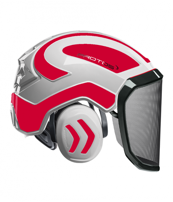 Casque Protos intégral Forest Bicolore blanc-rouge