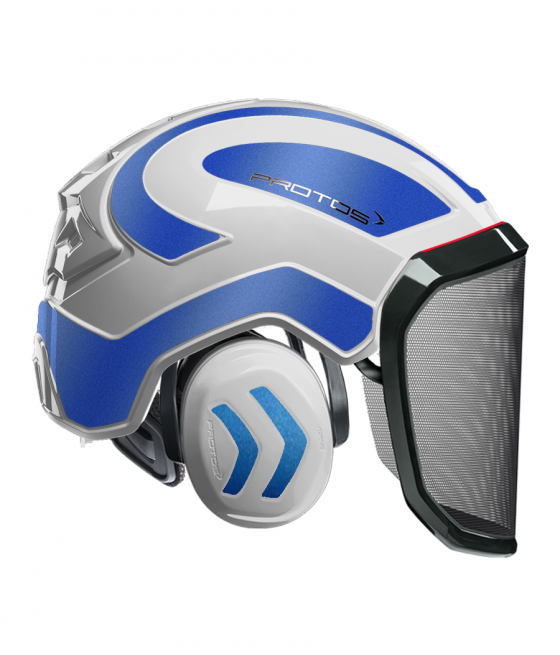 Casque Protos intégral Forest Bicolore blanc-bleu metal