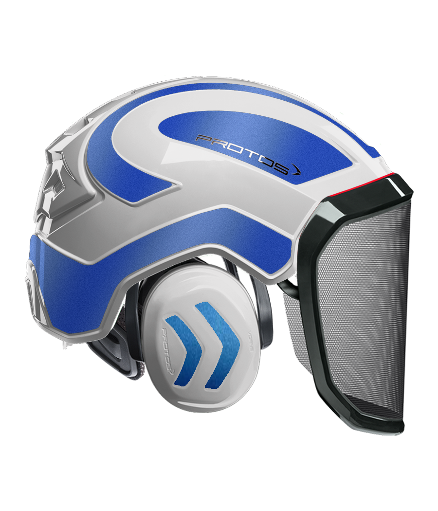 Casque Protos intégral Forest Bicolore blanc-bleu metal