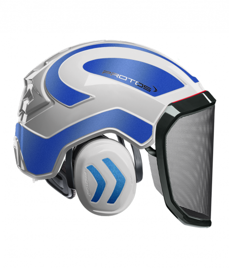 Casque Protos intégral Forest Bicolore blanc-bleu metal