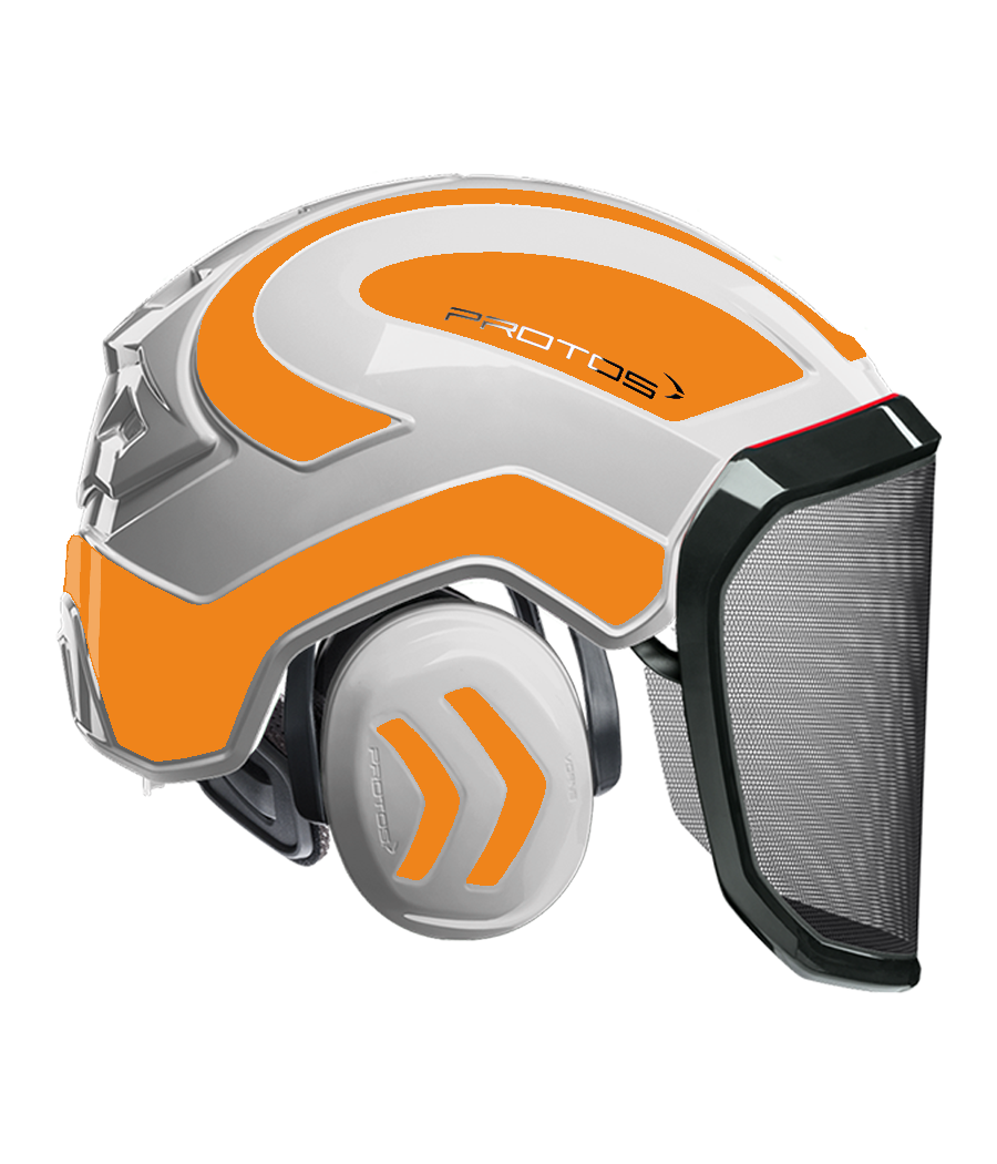 Casque Protos intégral Forest Bicolore blanc-orange fluo
