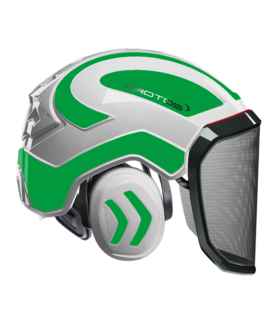 Casque Protos intégral Forest Bicolore blanc-vert fluo