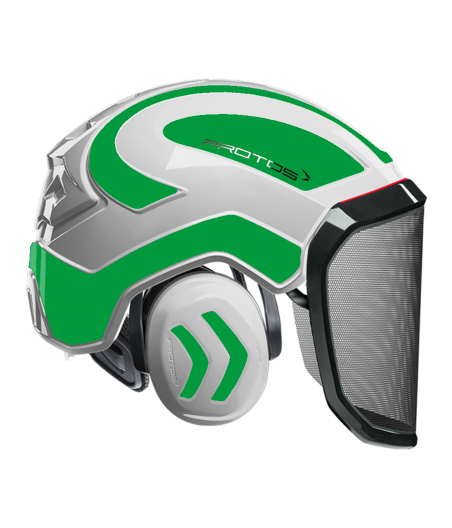 Casque Protos intégral Forest Bicolore blanc-vert fluo