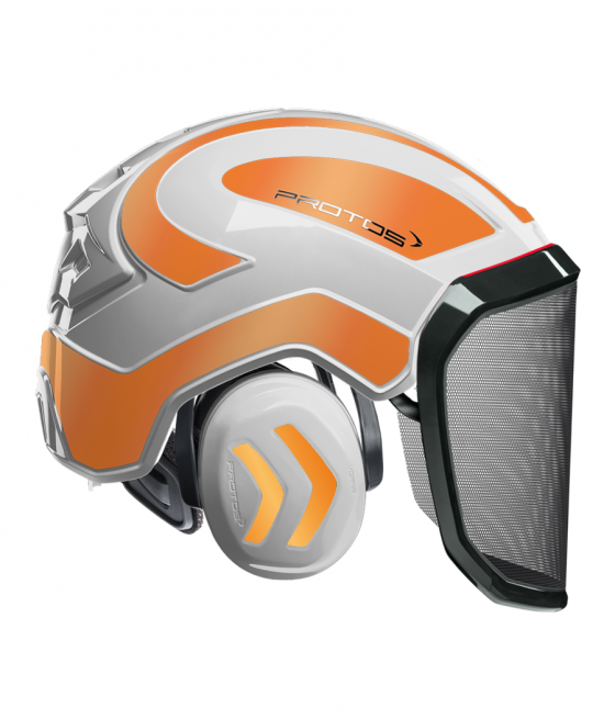 Casque Protos intégral Forest Bicolore blanc-orange reflex