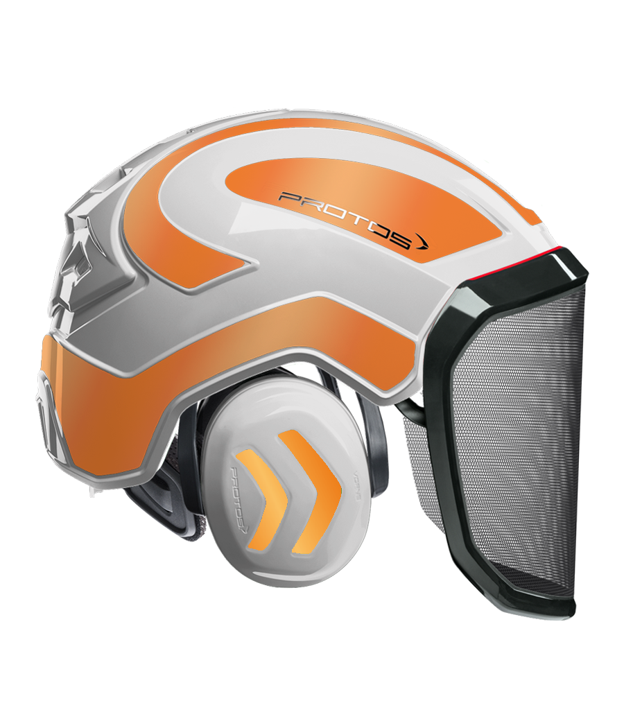 Casque Protos intégral Forest Bicolore blanc-orange reflex