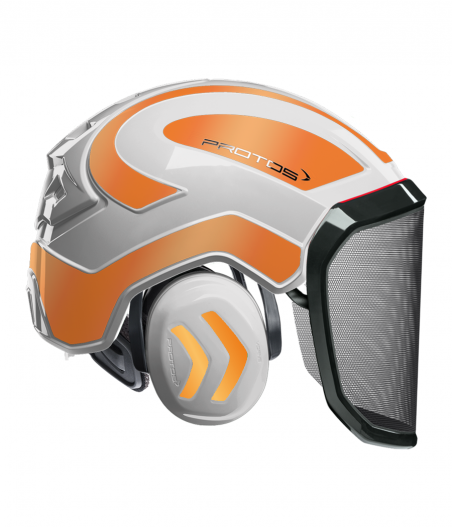 Casque Protos intégral Forest Bicolore blanc-orange reflex