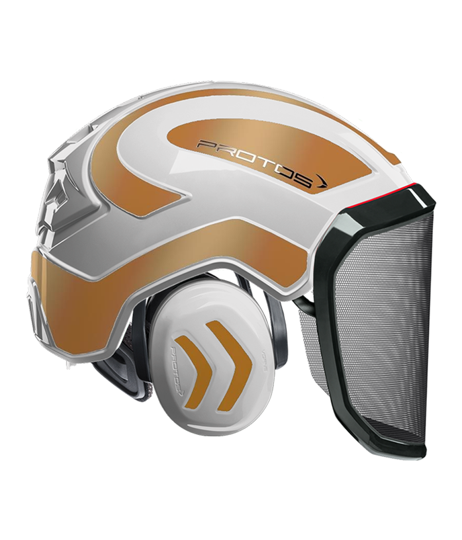 Casque Protos intégral Forest Bicolore blanc-or