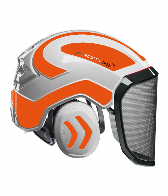 Casque Protos intégral Forest Bicolore blanc-orange