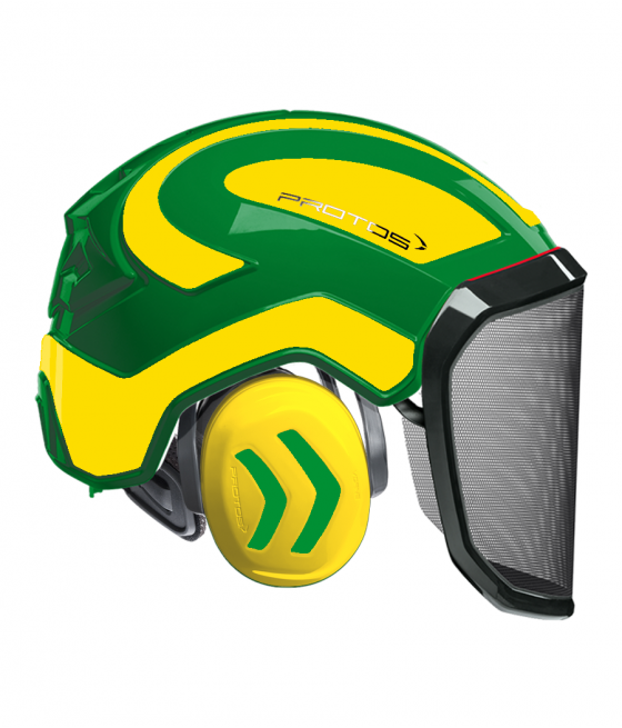Casque Protos intégral Forest Bicolore vert-jaune fluo