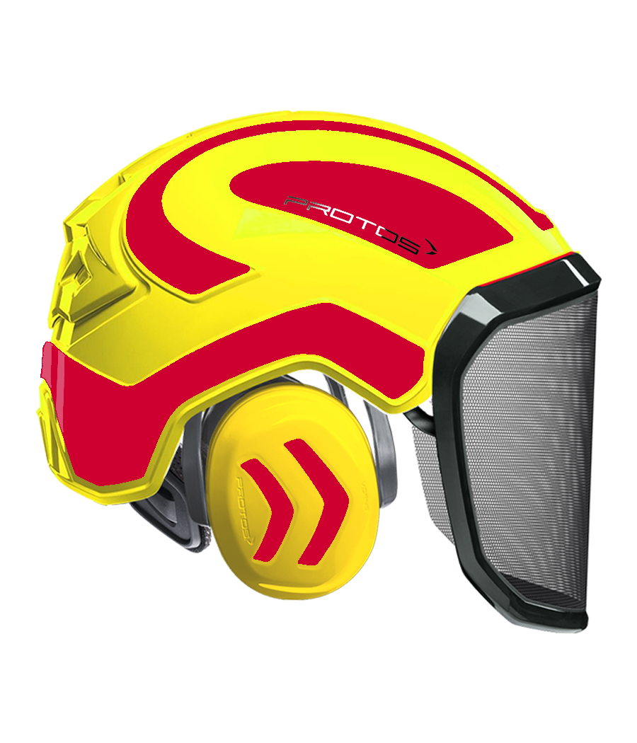 Casque Protos intégral Forest Bicolore jaune fluo-rouge