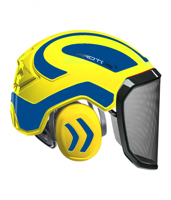 Casque Protos intégral Forest Bicolore jaune fluo-bleu