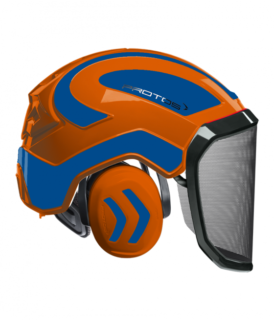 Casque Protos intégral Forest Bicolore orange-bleu
