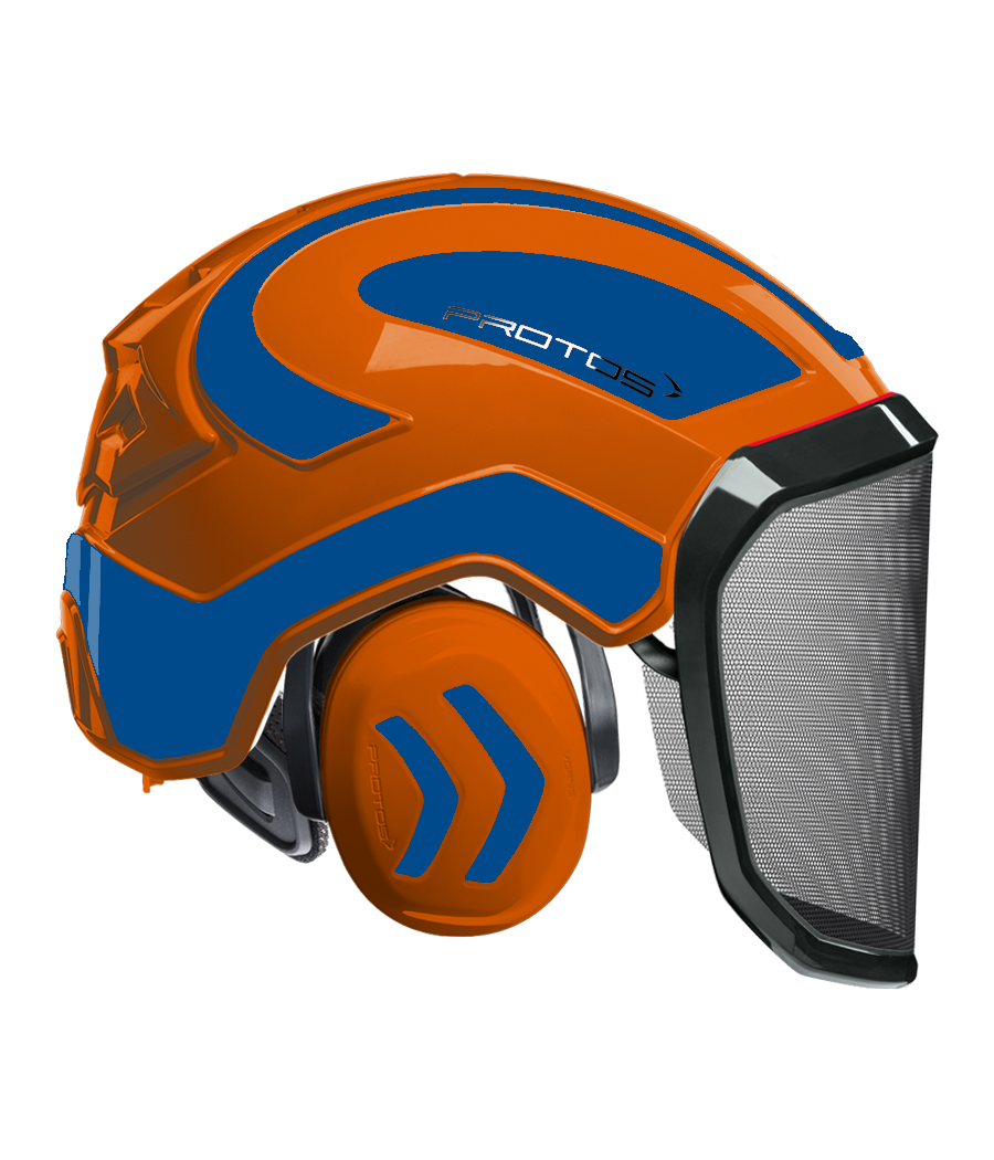 Casque Protos intégral Forest Bicolore orange-bleu