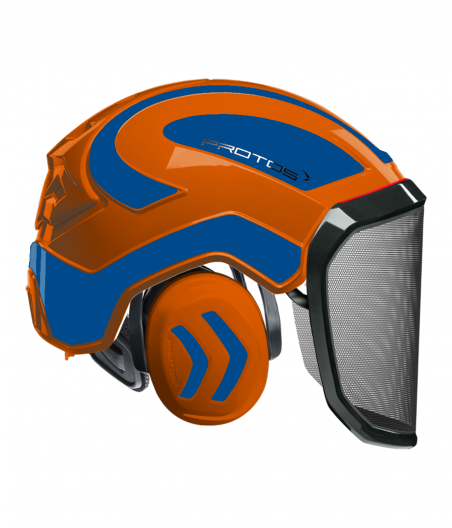 Casque Protos intégral Forest Bicolore orange-bleu